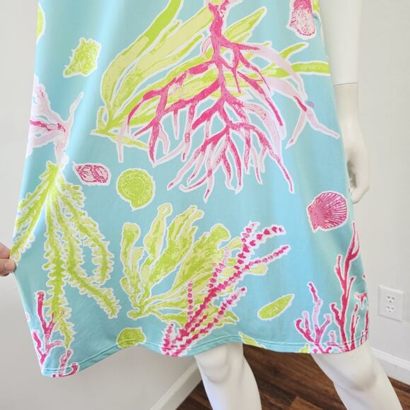 Ana Clare Active Dress Large Preppy Mini Stretch Coral Printed Womens Short Slv - Picture 5 of 12